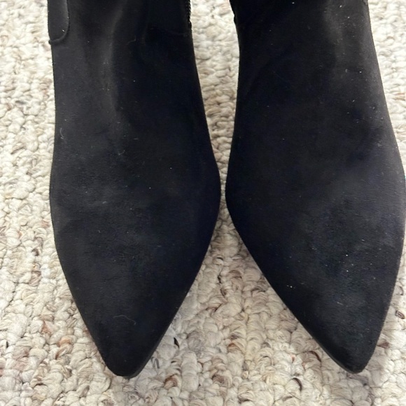 Brea Stiletto Heel Mid Calf Boots, Rhinestone Embellishments, Black, Size 8 - Picture 6 of 11